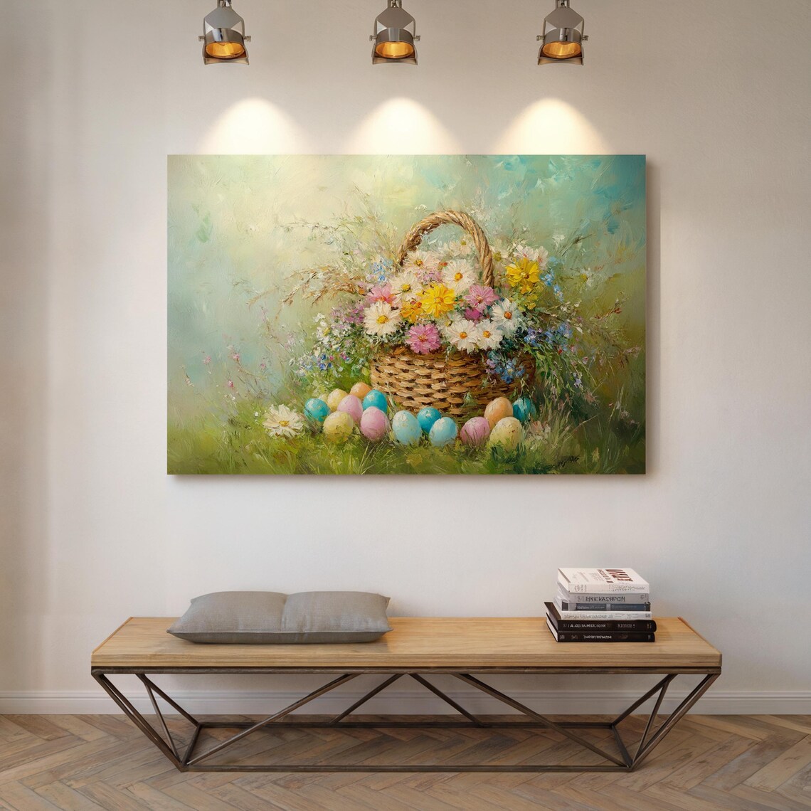 Rustic Easter Basket With Wildflowers, Spring Decor - Image 5