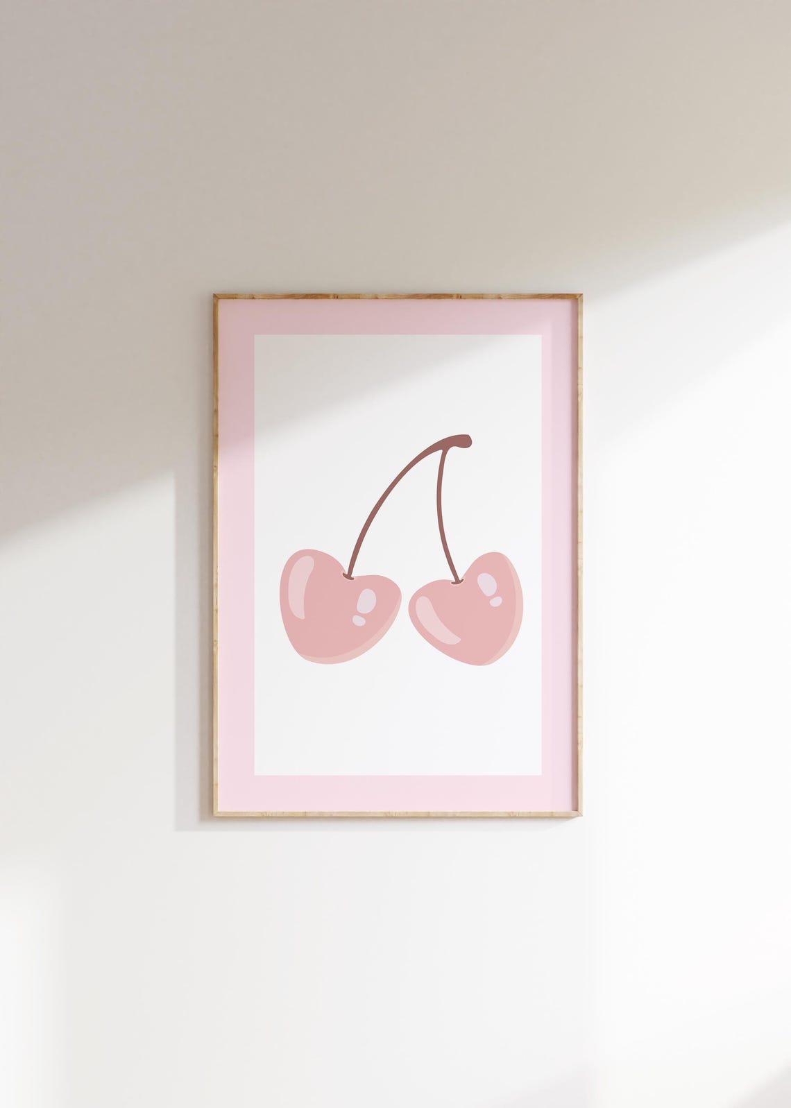 Blush Pink Minimal Cherries Soft Pastel Cute Wall Decor Poster - Image 3