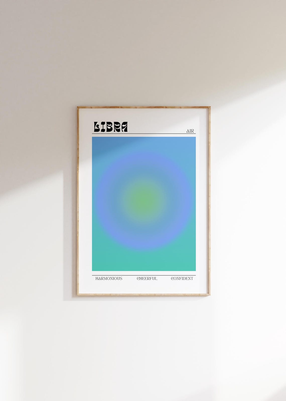 Libra Air Sign Teal Aura Gradient Retro Zodiac Astrology Poster - Image 3