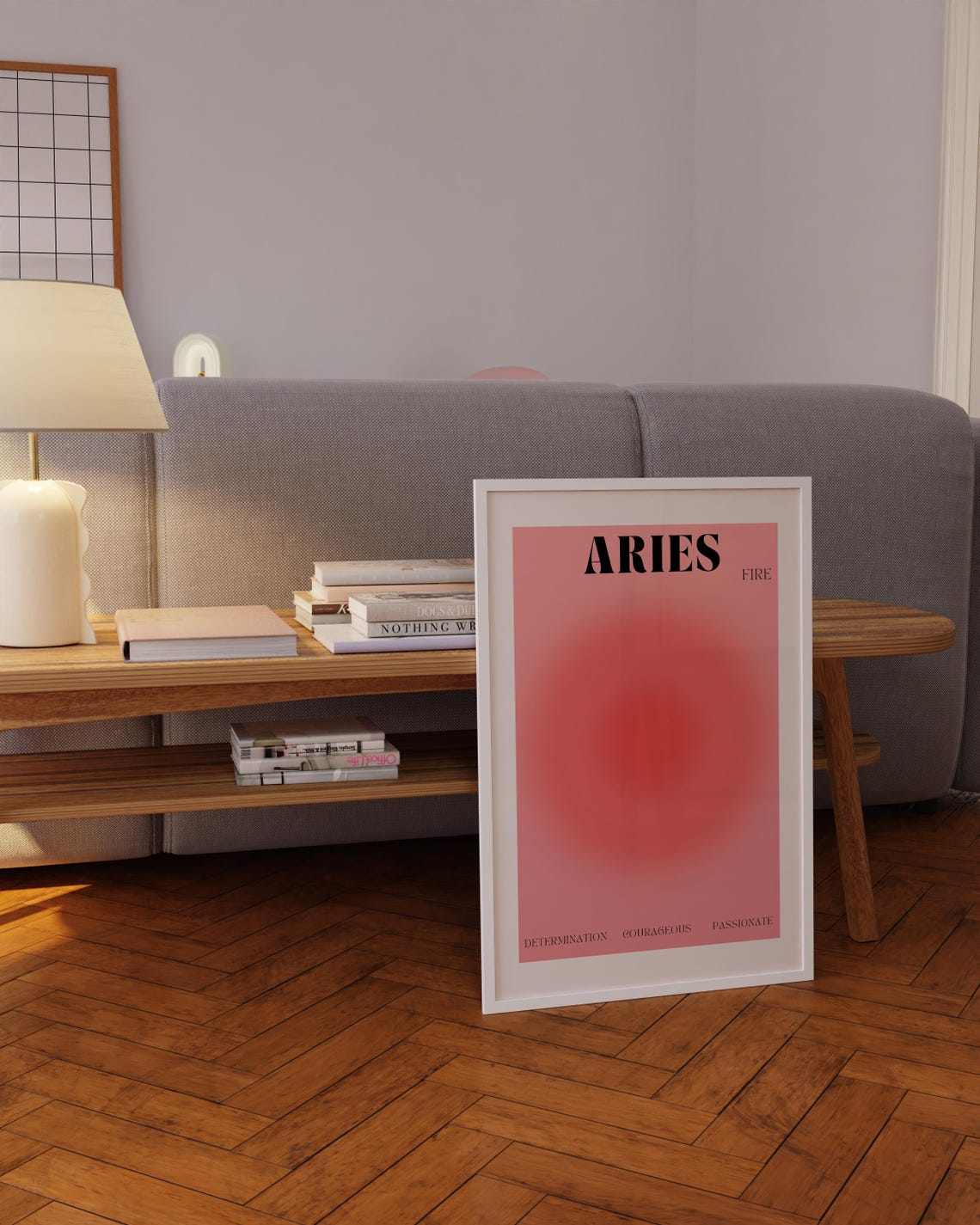 Aries Fire Sign Pink Aura Gradient Zodiac Astrology Birthday Poster - Image 5