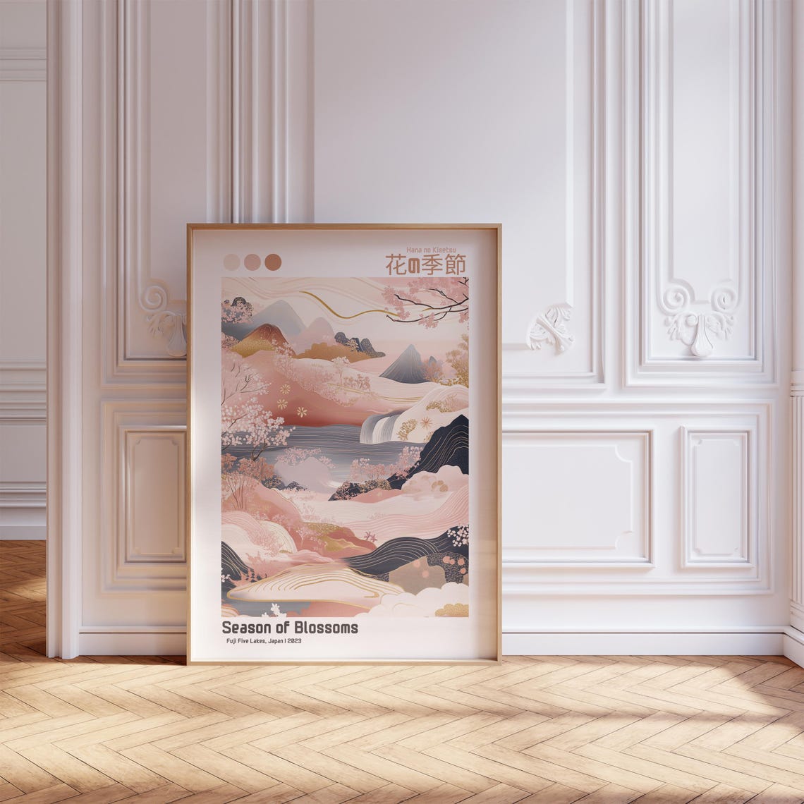 Season of Blossoms Fuji Five Lakes Japan Cherry Blossom Travel Poster - Image 3