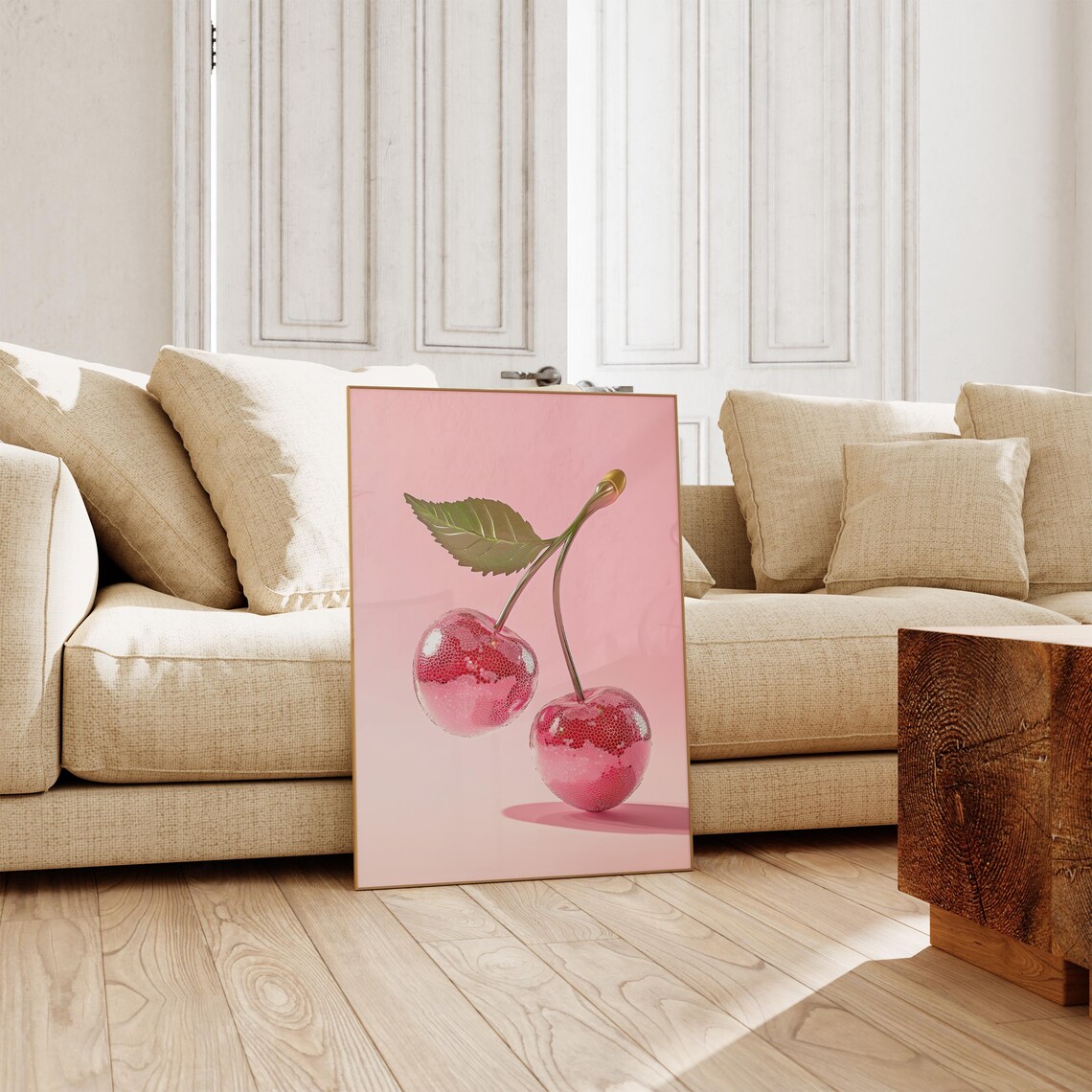 Cherry Disco Ball Poster Funky Kitchen Print For Aesthetic Room Decor Dopamine Decor For Kitchen Disco Coquette Room Decor Pink Wall Art - Image 2