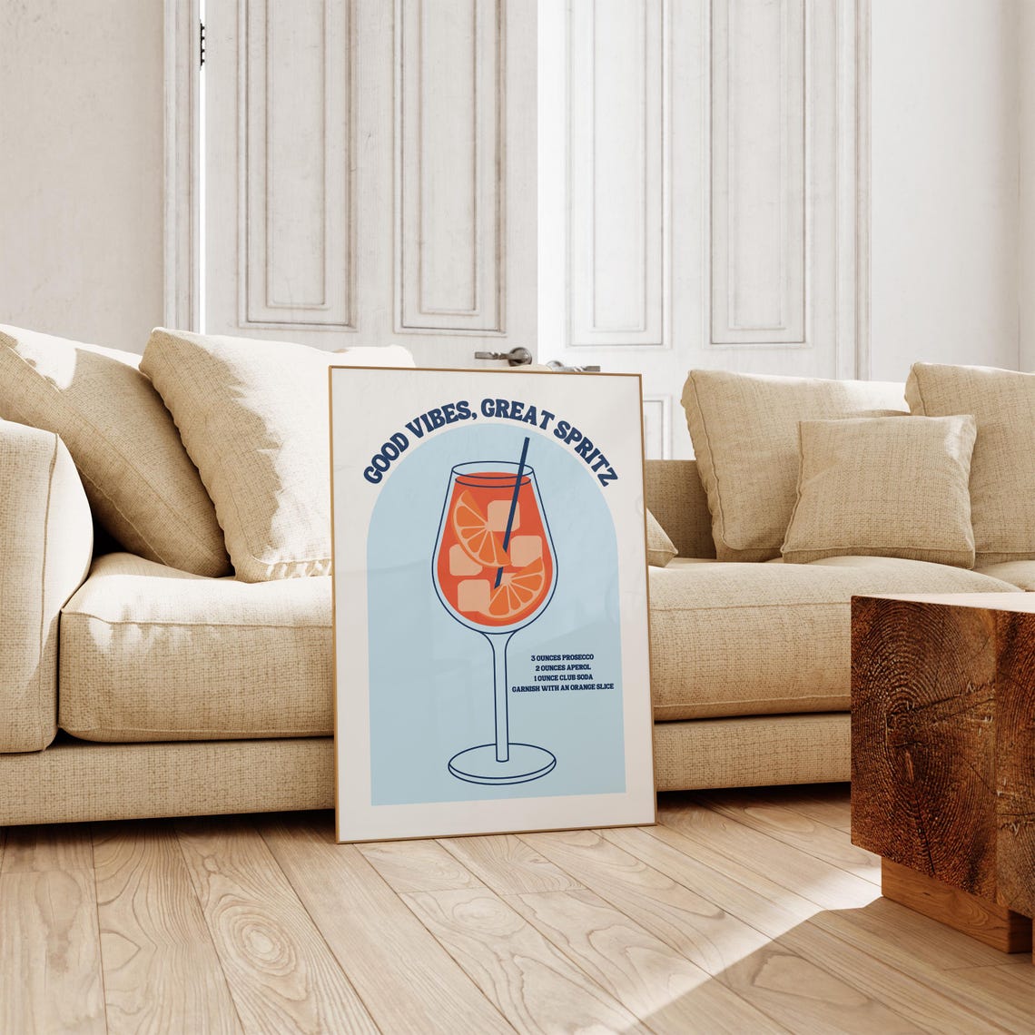 Good Vibes Great Spritz Cocktail Poster Minimalist Line Art Decor - Image 3