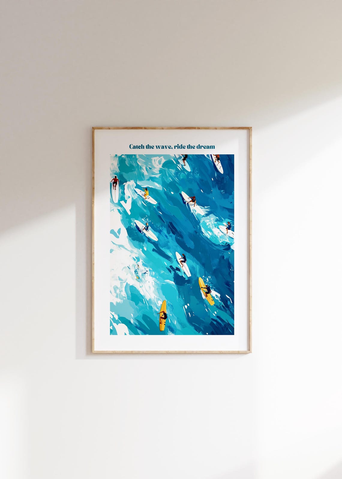 Catch the Wave Ride the Dream Surfers Aerial Blue Ocean Sea Poster - Image 4