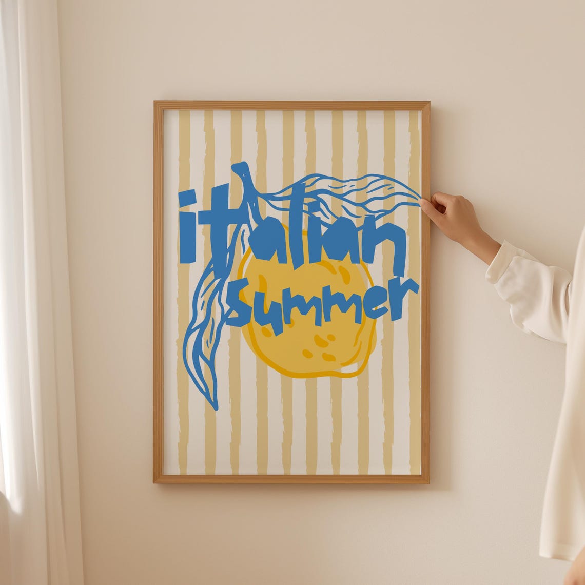 Italian Summer Lemon Hand Drawn Fun Retro Kitchen Decor Poster