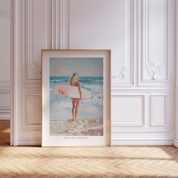 Retro Surf Poster Boho Wall Art With Watercolor Print Beach Art Beach Prints Waves Beach Poster Beachy Wall Art Boho Decor As Gift