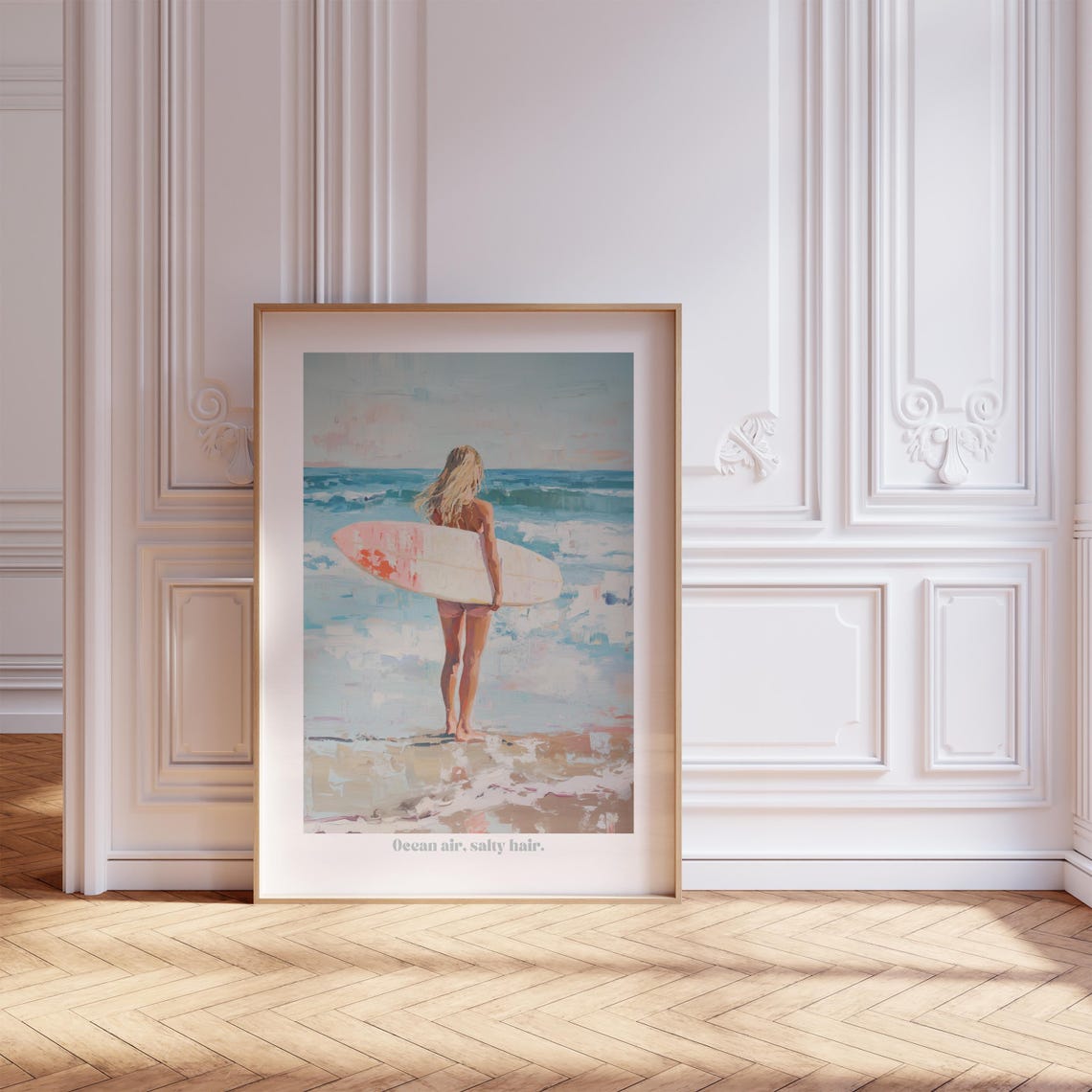 Retro Surf Poster Boho Wall Art With Watercolor Print Beach Art Beach Prints Waves Beach Poster Beachy Wall Art Boho Decor As Gift