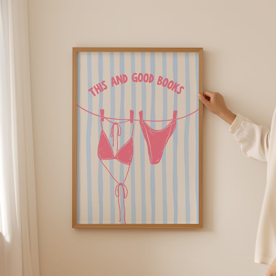 This and Good Books Pink Bikini Clothesline Summer Wall Poster
