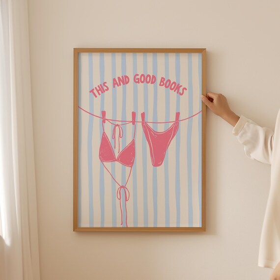 This and Good Books Pink Bikini Clothesline Summer Wall Poster