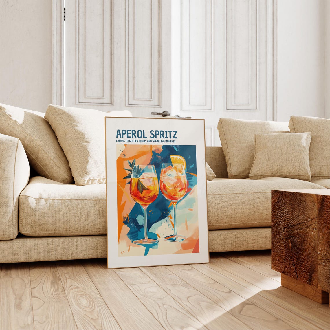 Aperol Spritz Cheers Golden Hours Poster Painterly Cocktail Glasses - Image 3