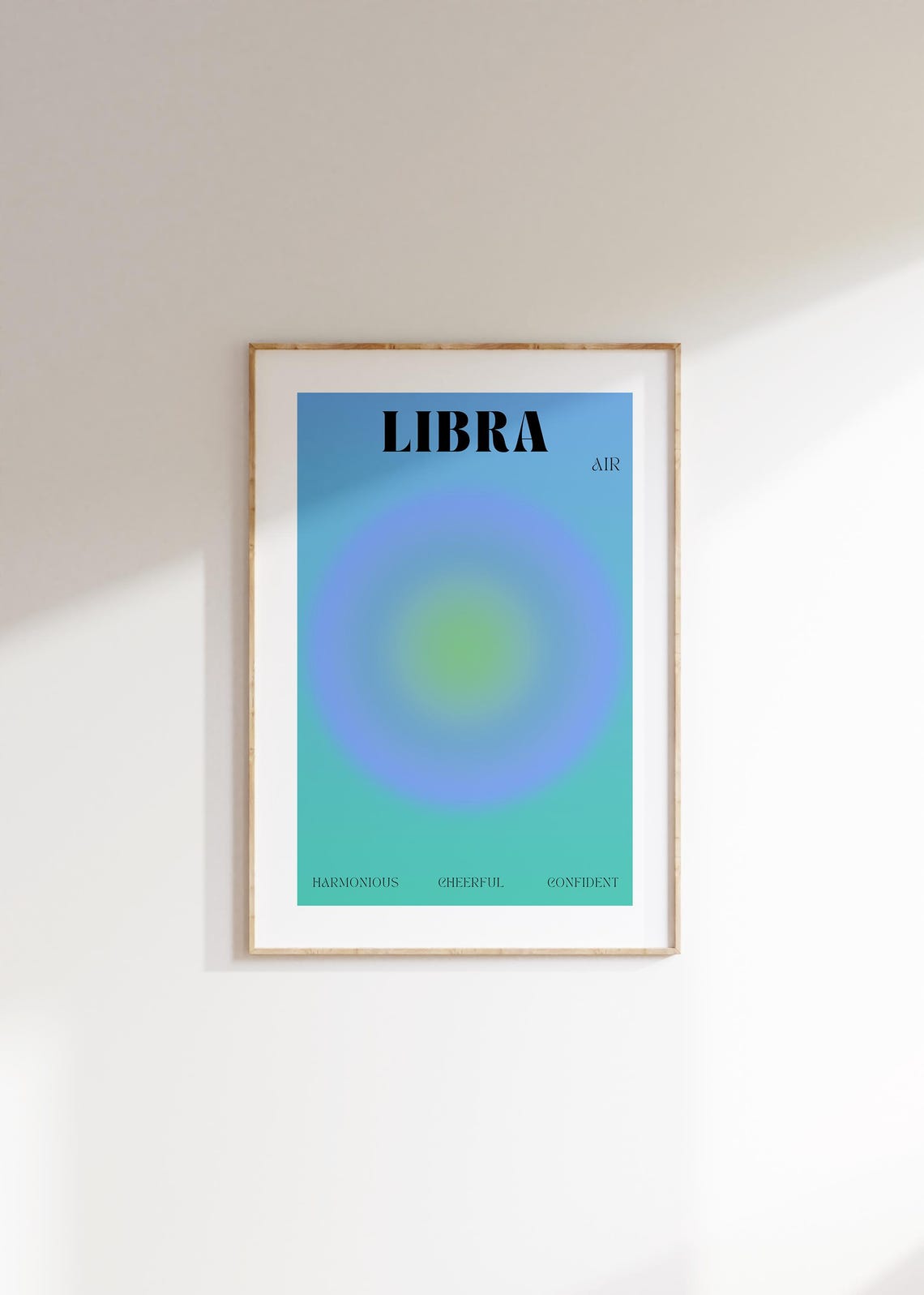 Libra Air Sign Teal Aura Gradient Serif Zodiac Astrology Poster - Image 3