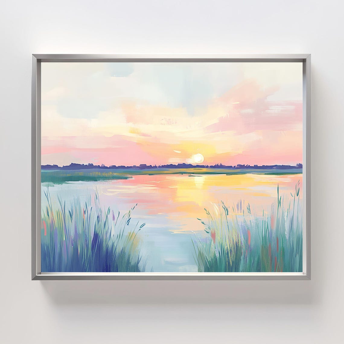 Decorative Sunset Landscape Print Tranquillity Lake Wall Arts Peaceful Nature Scene Modernful Waterscape Decor Abstract Artful Art