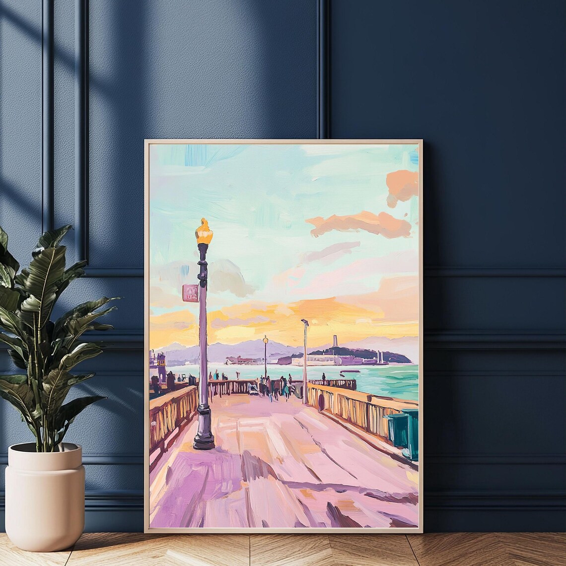 San Francisco Pier Sunset Bay View Colorful Pastel Travel Art Poster - Image 2