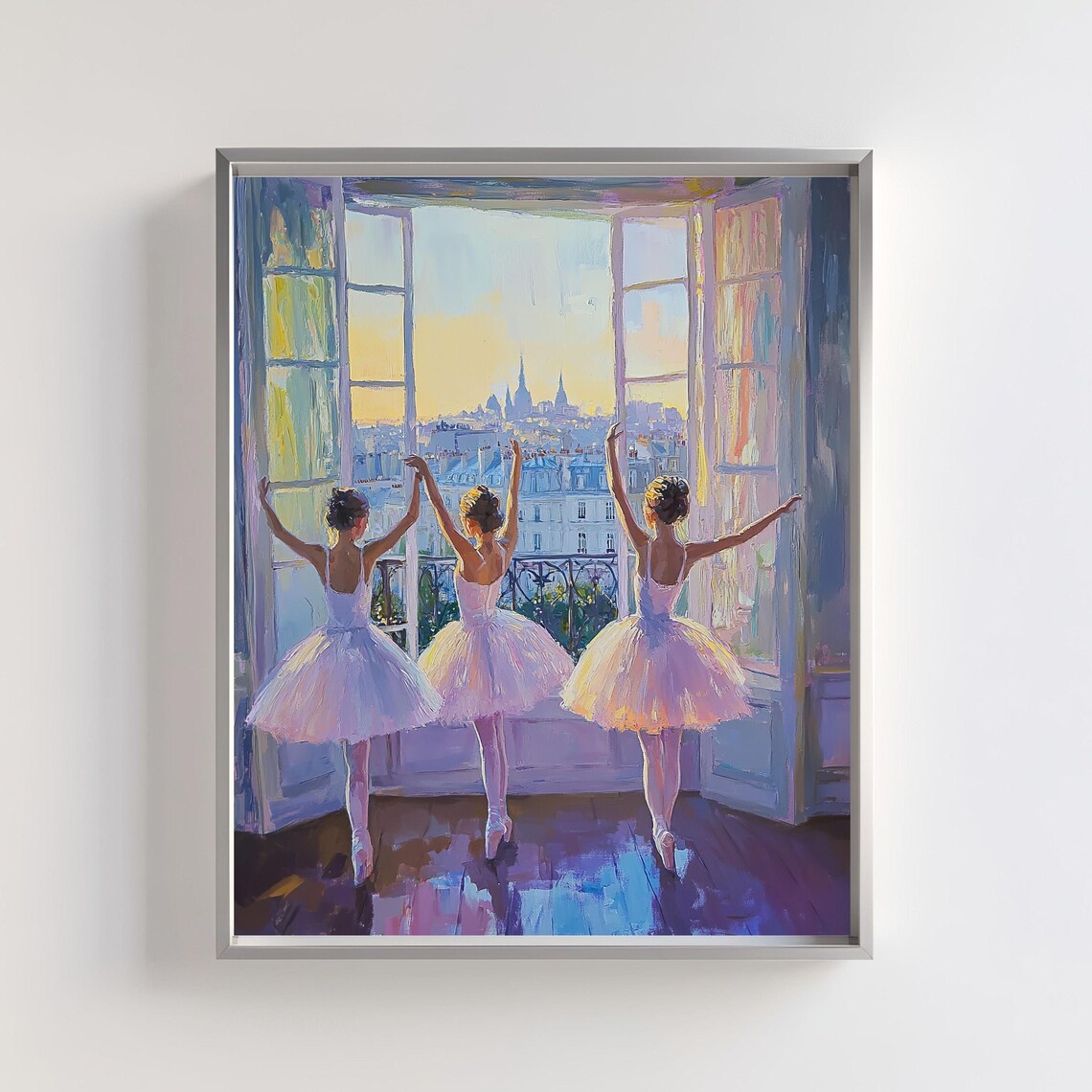 Ballerina Wall Art, Parisian Sunset Scene Art Print