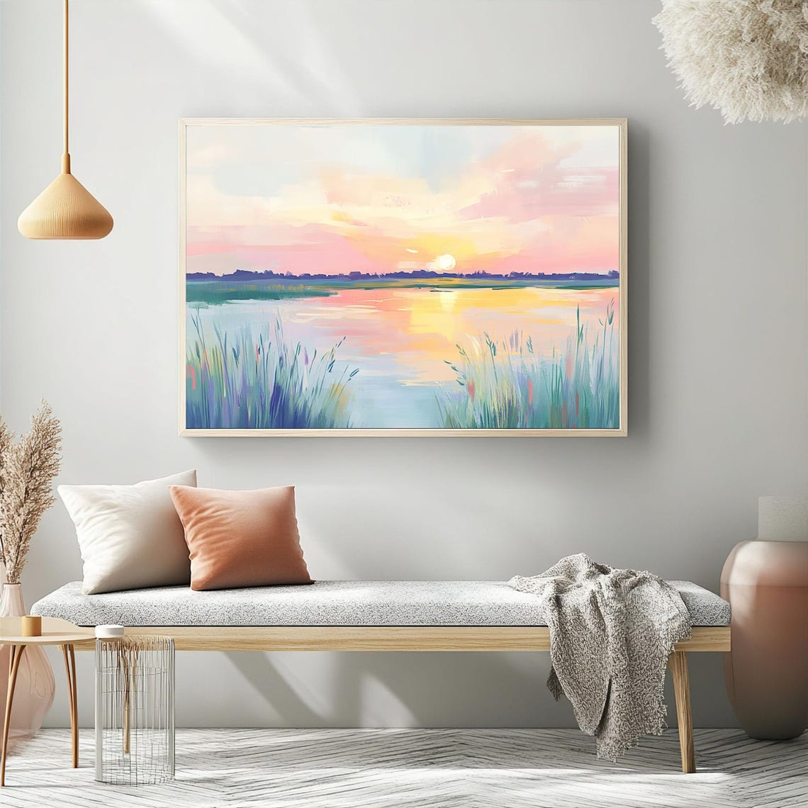 Decorative Sunset Landscape Print Tranquillity Lake Wall Arts Peaceful Nature Scene Modernful Waterscape Decor Abstract Artful Art - Image 4