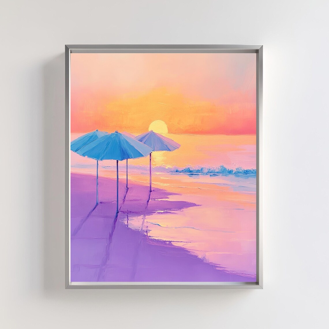 Beach Sunset Art Print, Coastal Ocean Landscape