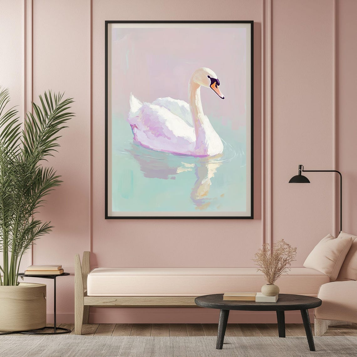 Vintage Swan Wall Art Print Swan Nursery Oil Painting Serene Swan Lake Art White Swan Illustration Peaceful Farmhouse Art - Image 3