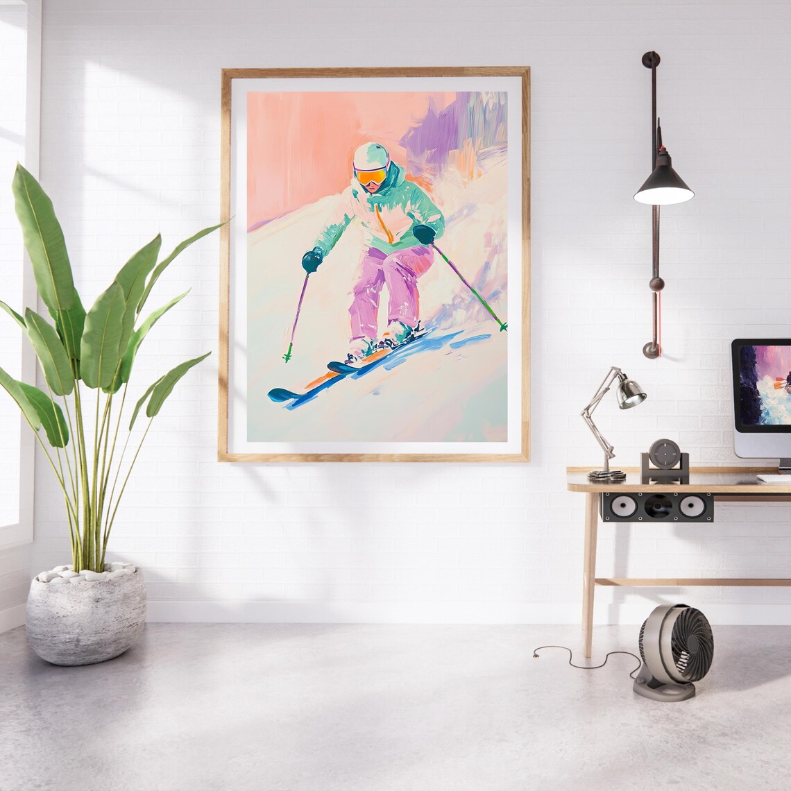 Skiing Art Print, Colorful Winter Sports Decor - Image 5