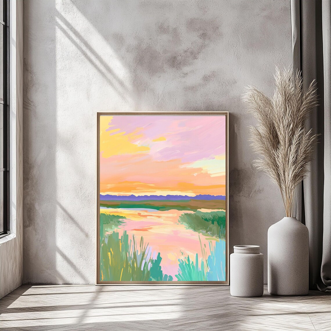 Calming Decorative Sunset Marsh Boho Meadow Poster - Image 2