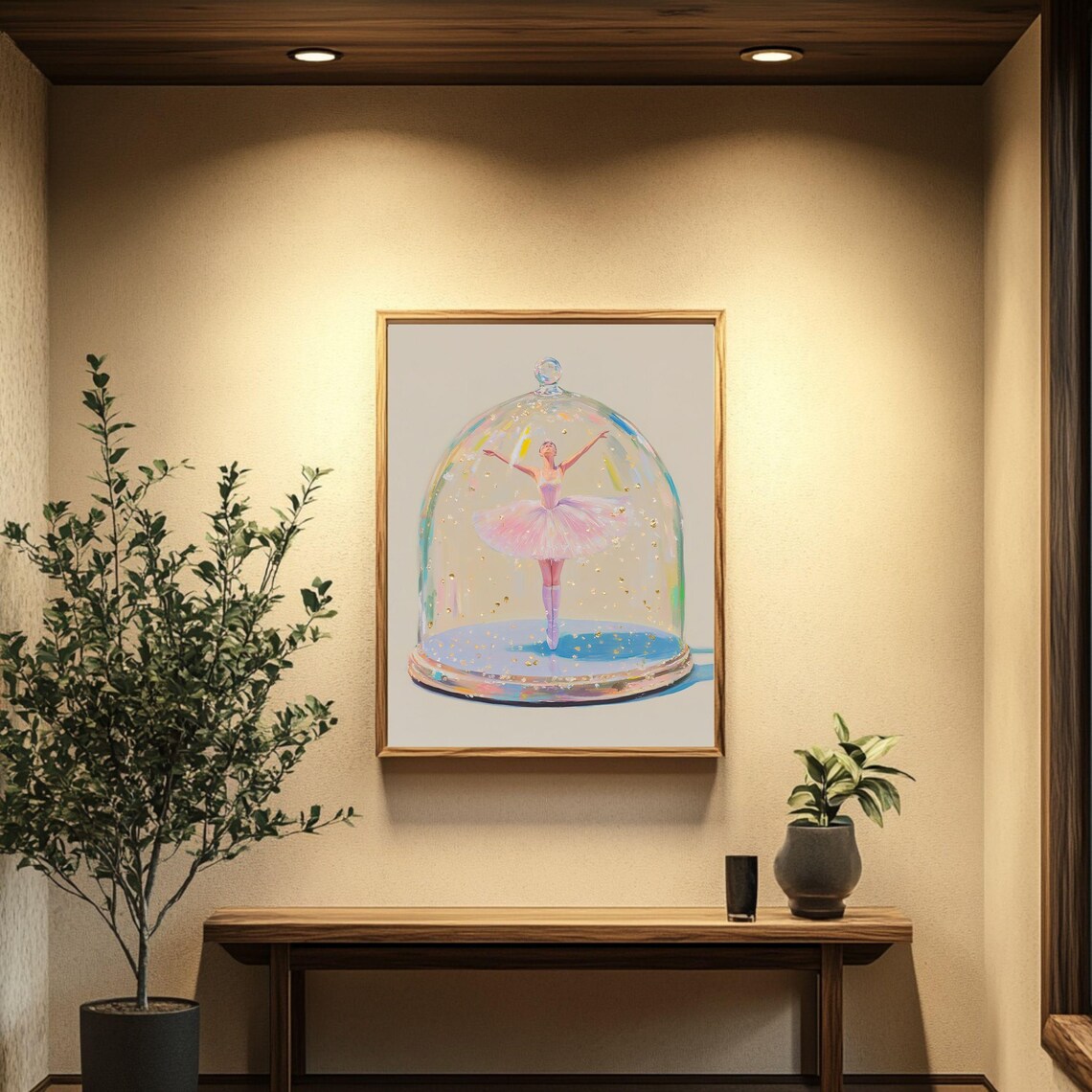 Dreamy Pink Ballerina Dancing in Glass Snow Globe Ballet Poster - Image 3