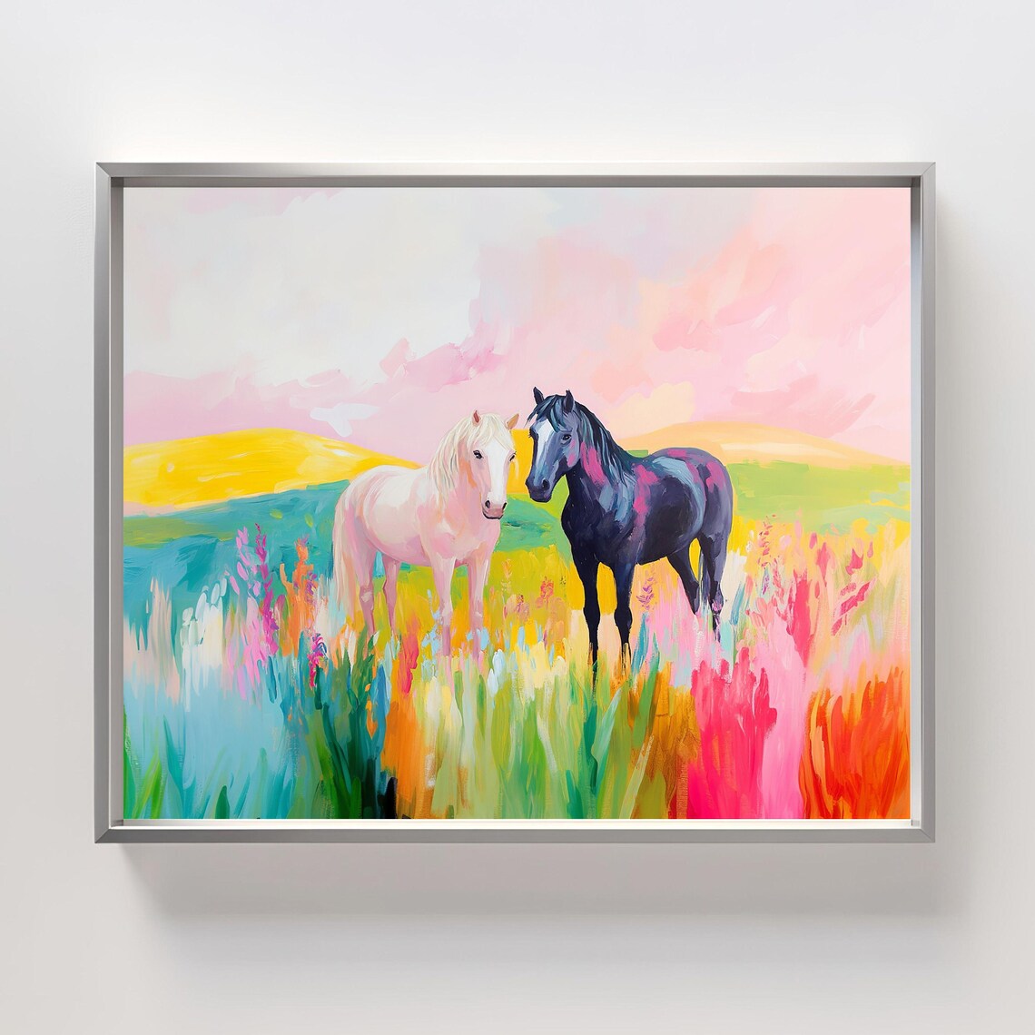 Colorful Horse Art Print, Modern Equestrian Decor