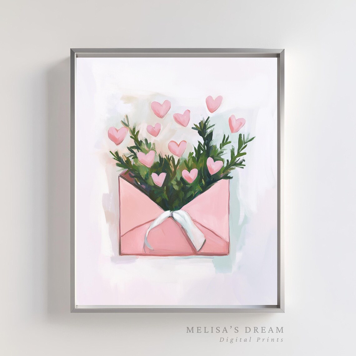Love Letter Pink Envelope Hearts Valentine Art Print