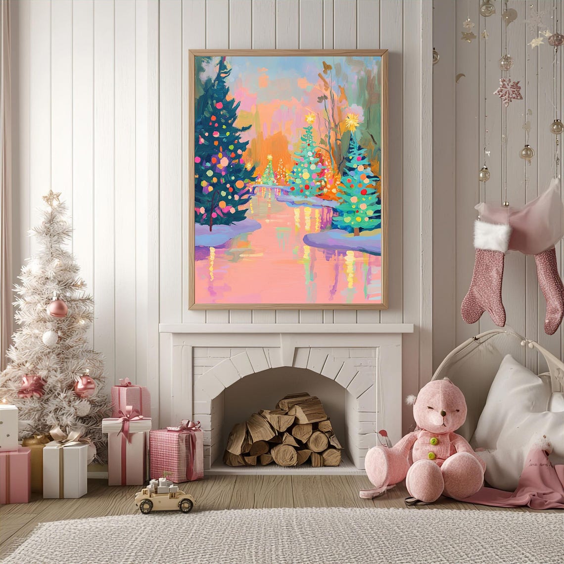 Christmas Tree Art Print, Festive Holiday Forest - Image 3