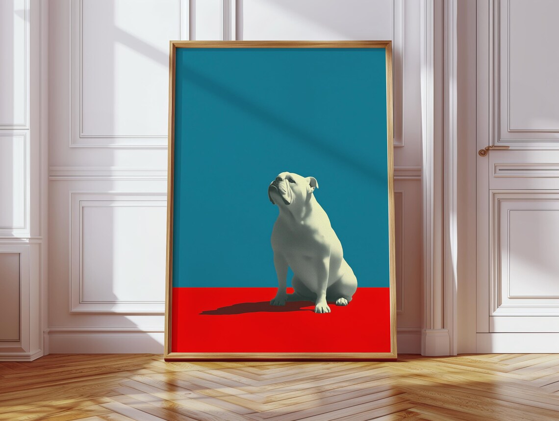 Bulldog Poster, Hiroshi Nagai Inspired Japanese Art