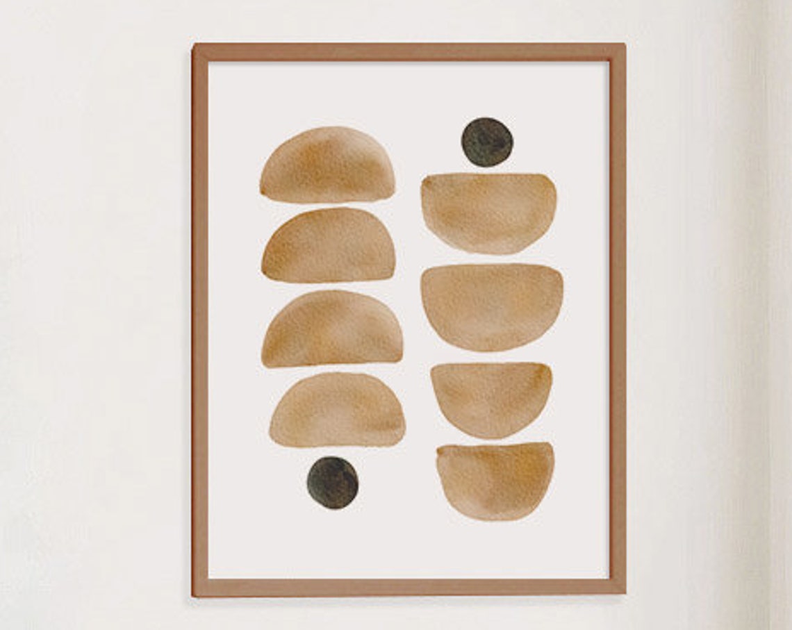Mustard Half Circles Columns Geometric Boho Modern Art Poster - Image 3