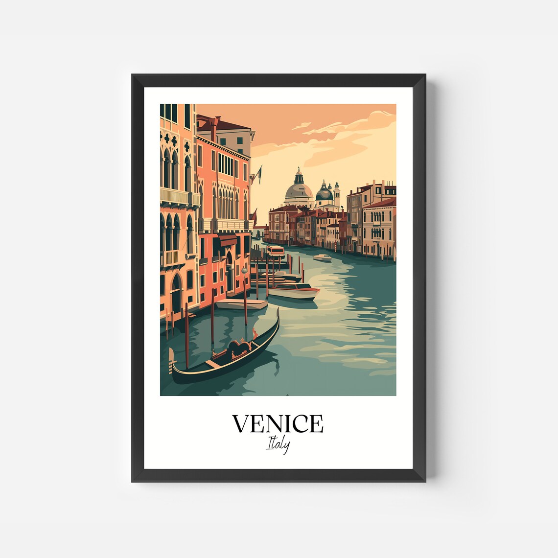 Venice Italy Grand Canal Gondola Sunset Vintage Travel Poster - Image 2