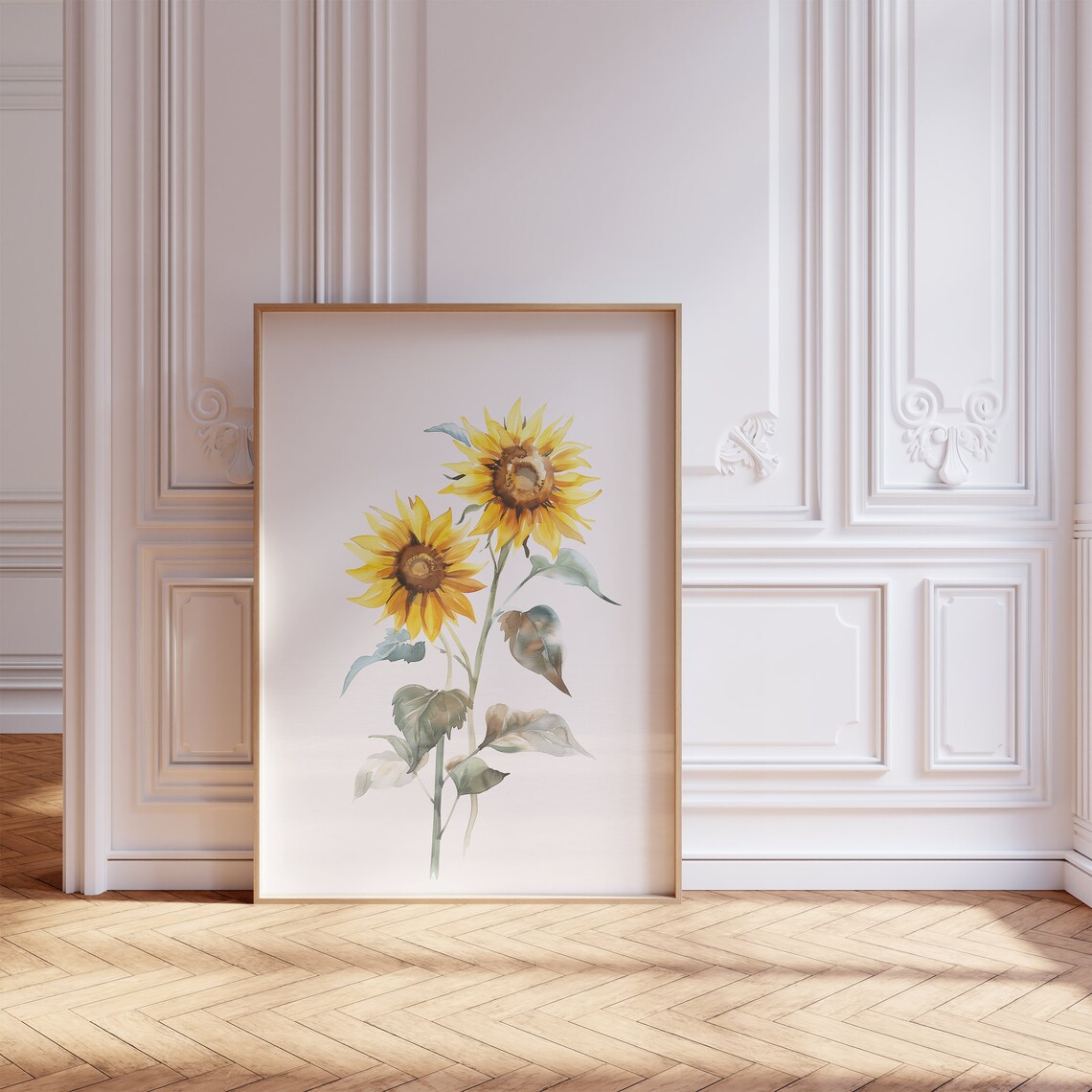 Yellow Sunflowers Watercolor Botanical Cheerful Floral Print - Image 2