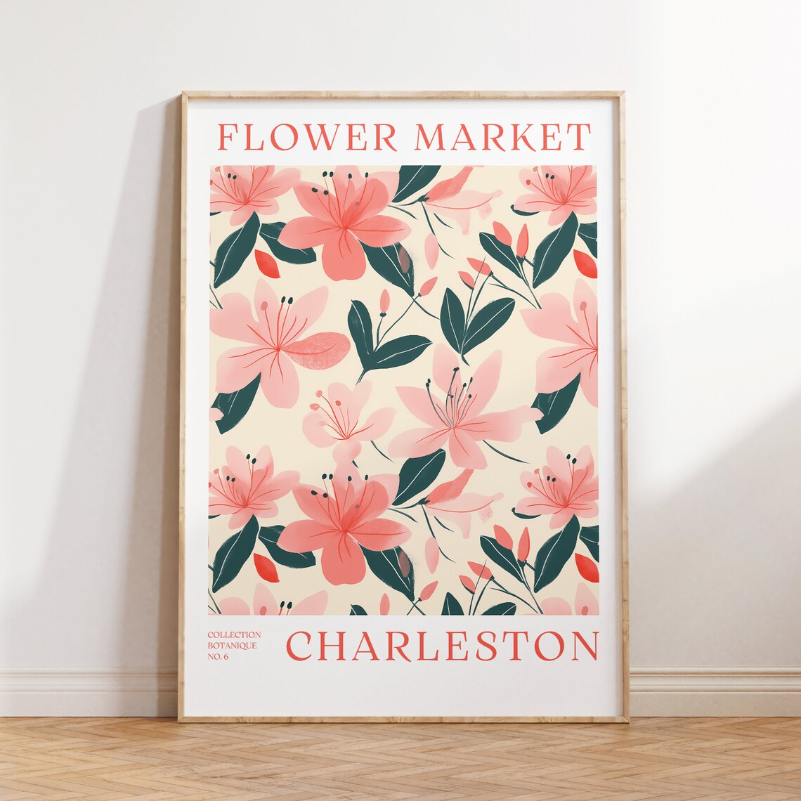 Charleston Flower Market Pink Bloom Vintage Botanical Art Print
