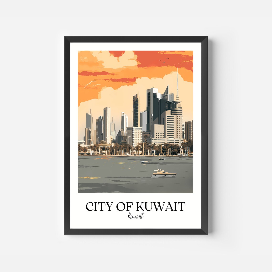 City of Kuwait Kuwait Sunset Skyline Cityscape Travel Poster - Image 2