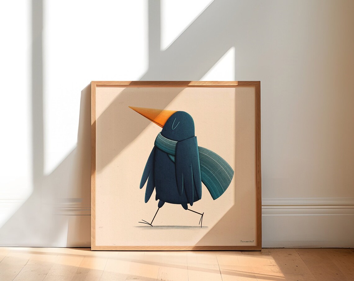 Blue Bird Illustration, Bird Art Print - Image 3