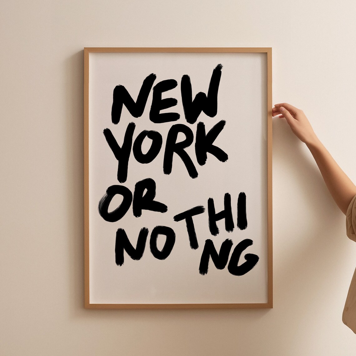 New York Or Nothing Bold Black Hand Lettered City Typography Poster - Image 2