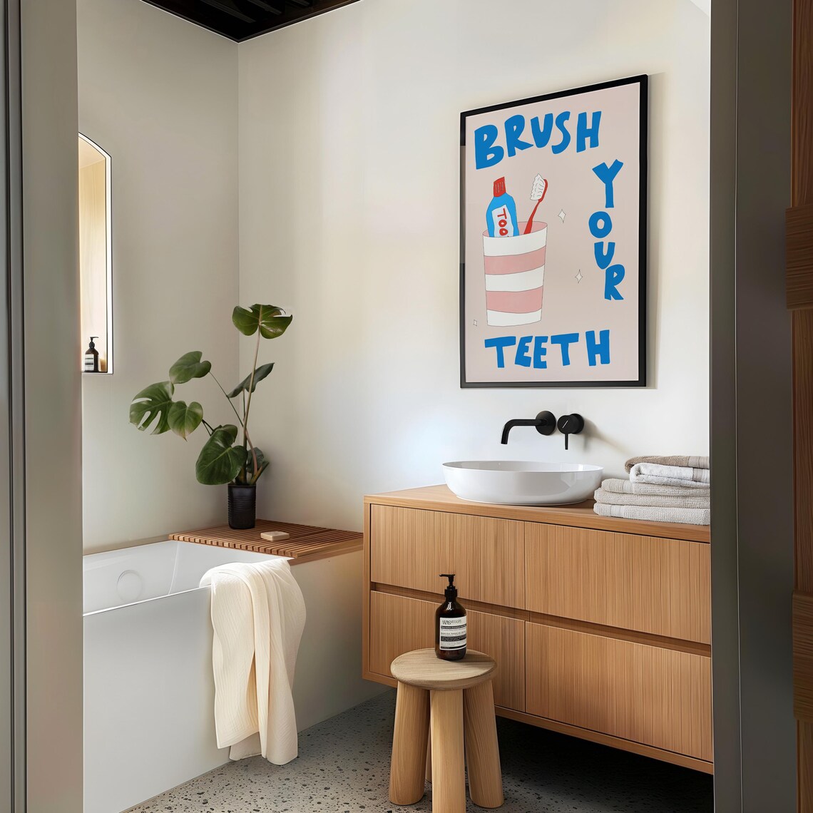 Brush Your Teeth Typography Art Print, Mid-Century - Image 3