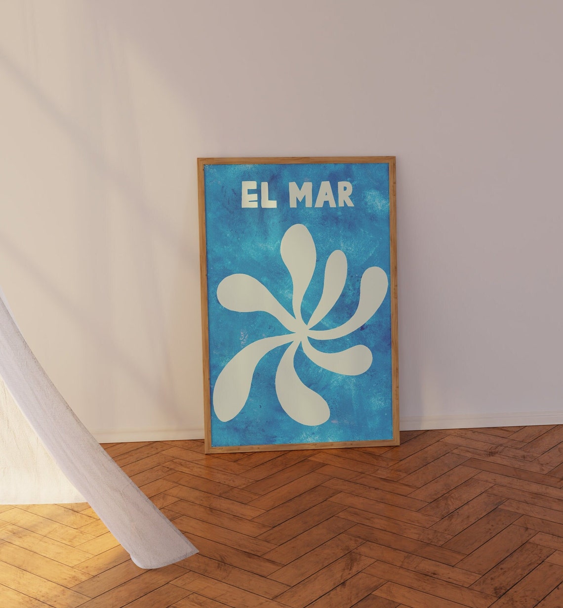 El Mar Cream Coral Emblem On Bright Blue Coastal Typography Poster - Image 2