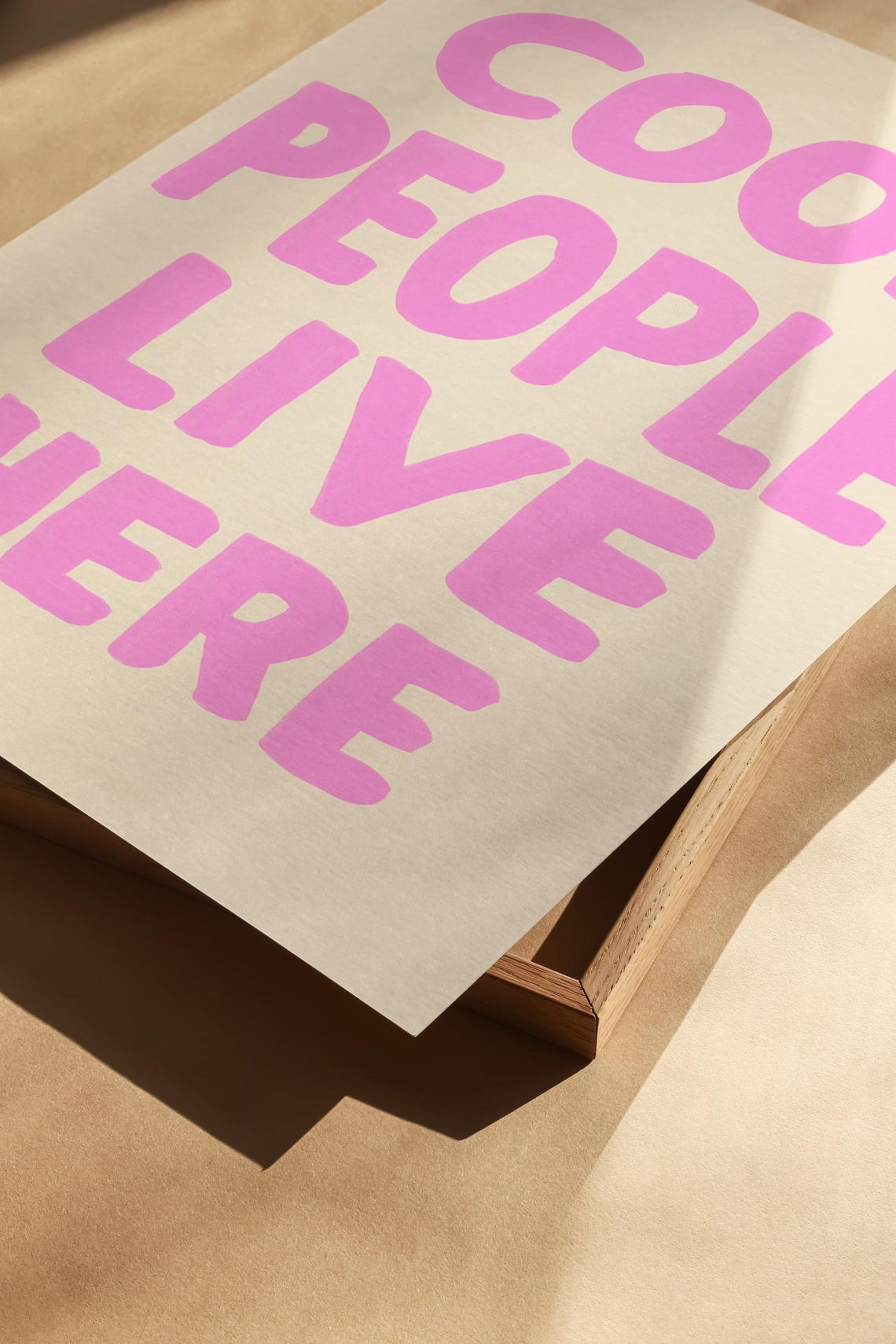 Cool People Live Here Pink Bold Lettering Entryway Quote Poster - Image 2