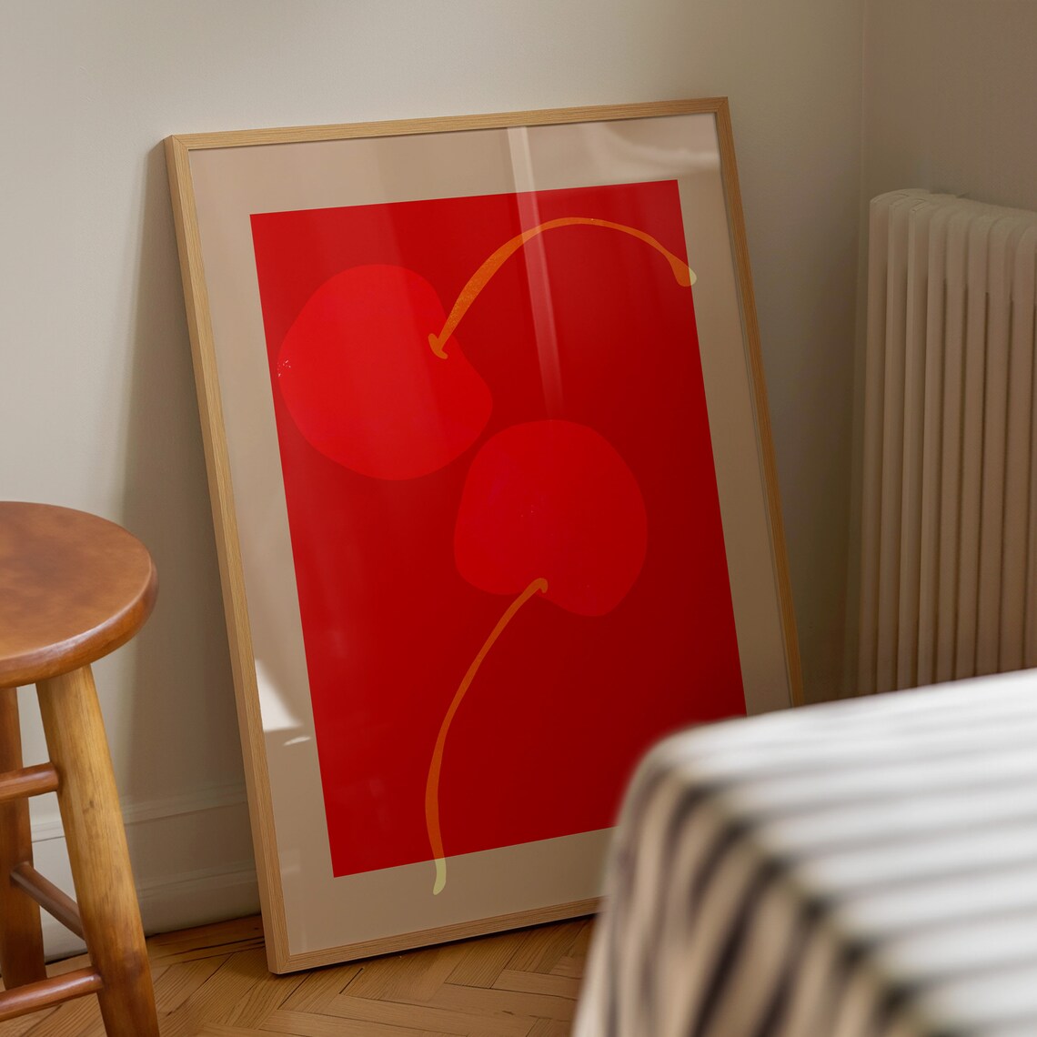 Cherries Print Red Cherry Poster Mid Century Print Trendy Wall Art Fruit Poster Modern Kitchen Decor Food Illustration Pop Art Print - Image 3