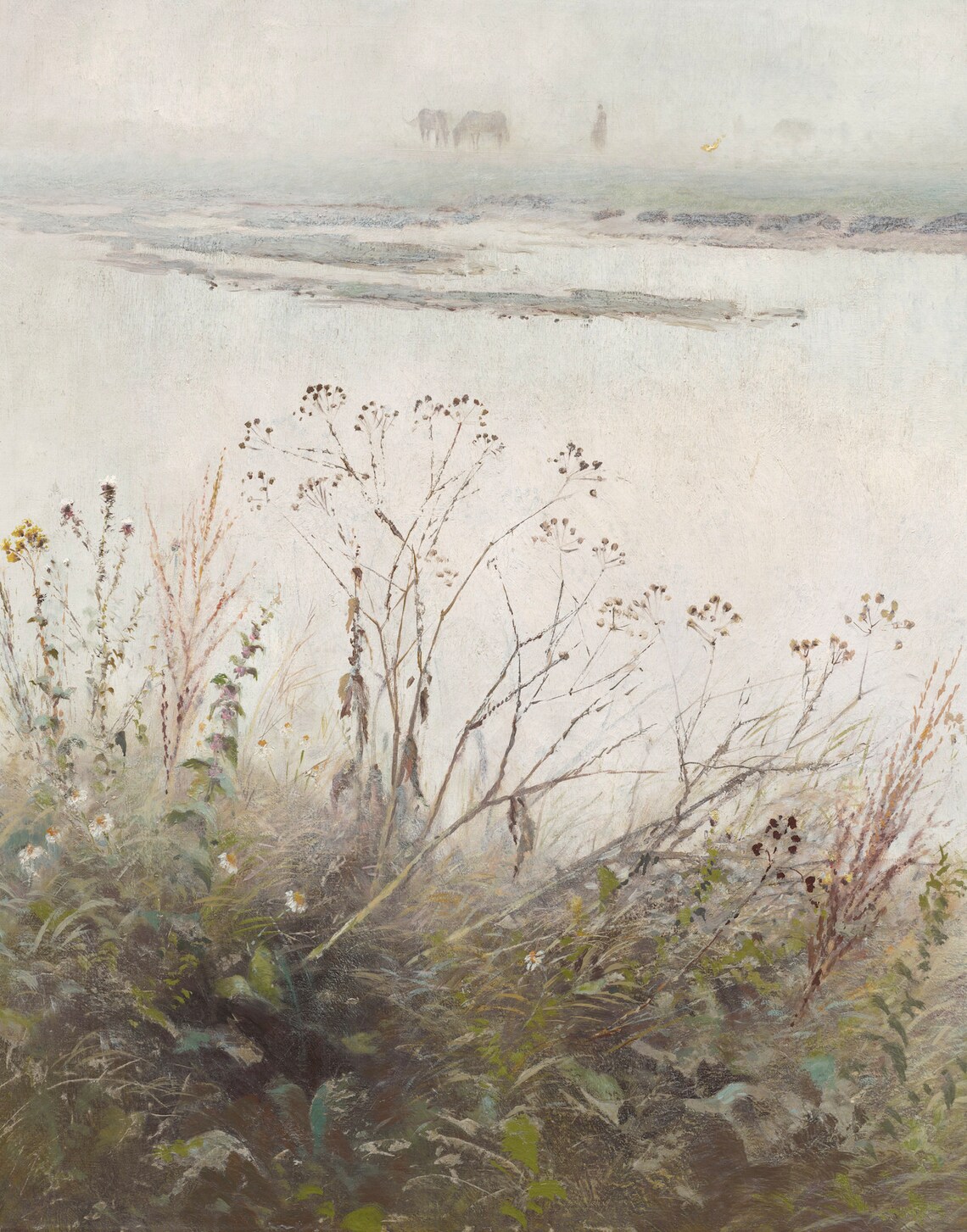Vintage Landscape Floral Oil Painting, Farmhouse Art Print - Image 2