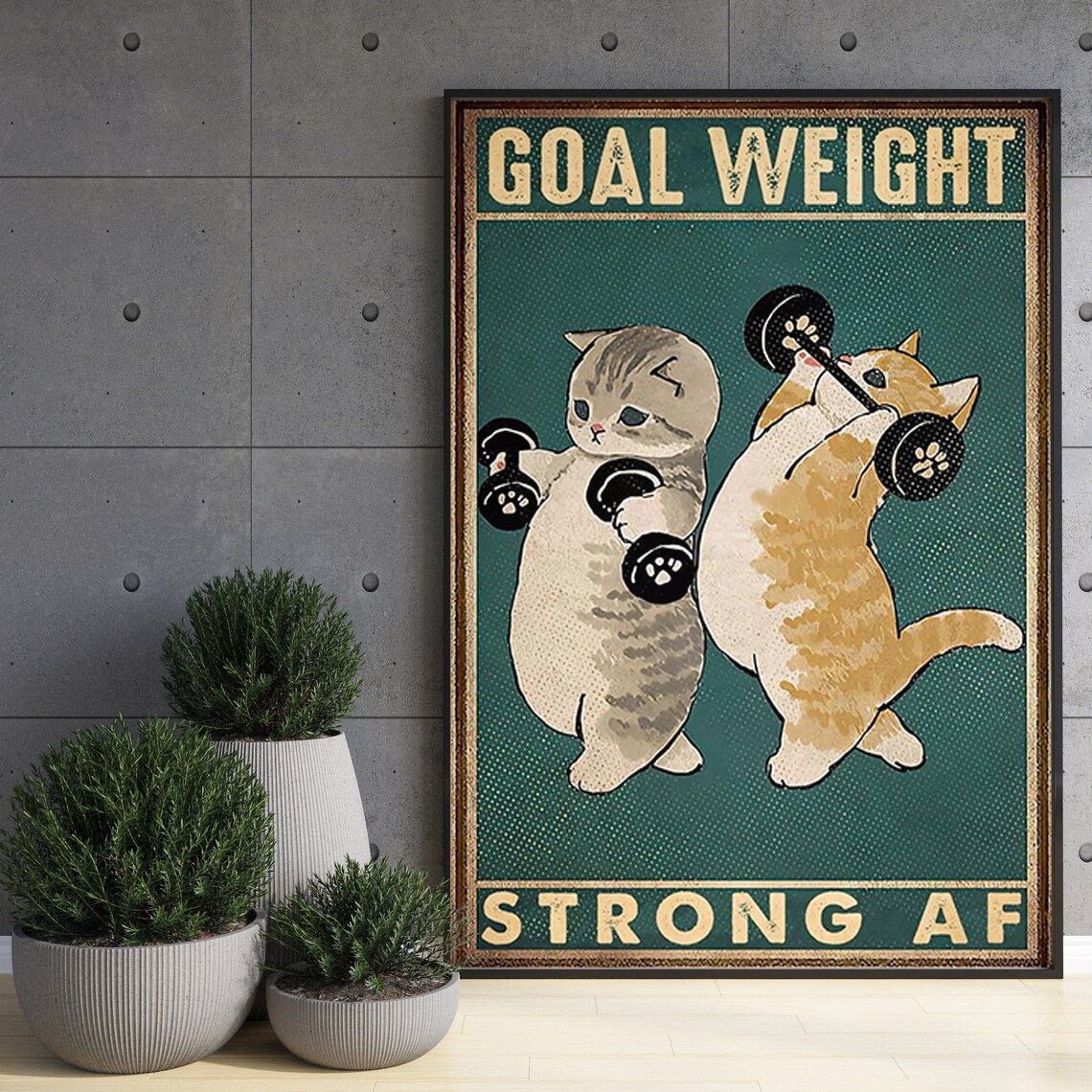 Funny Cat Powerlifting Art Print, Gym Room Decor - Image 3