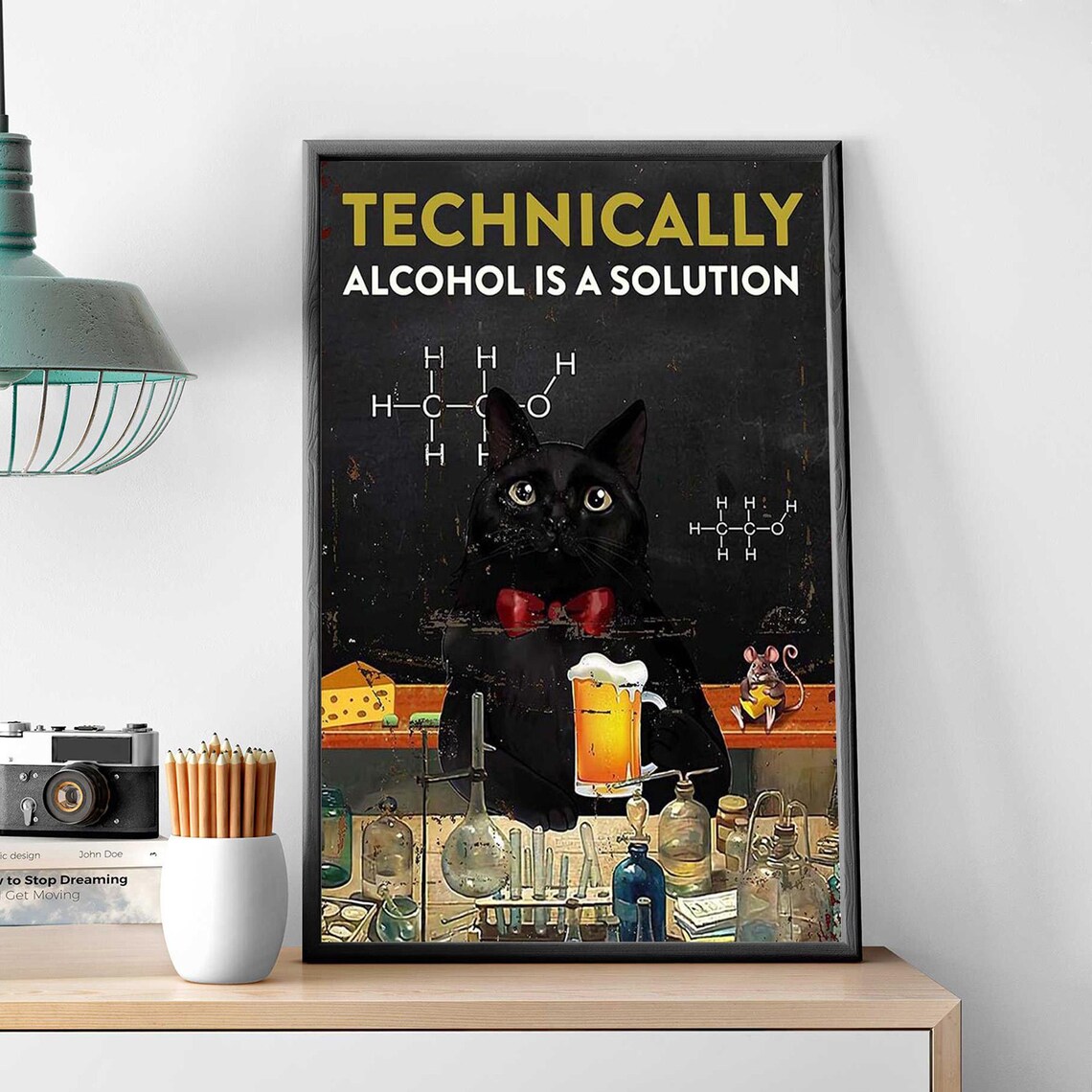 Funny Black Cat Beer, Man Cave Kitchen Decor - Image 3