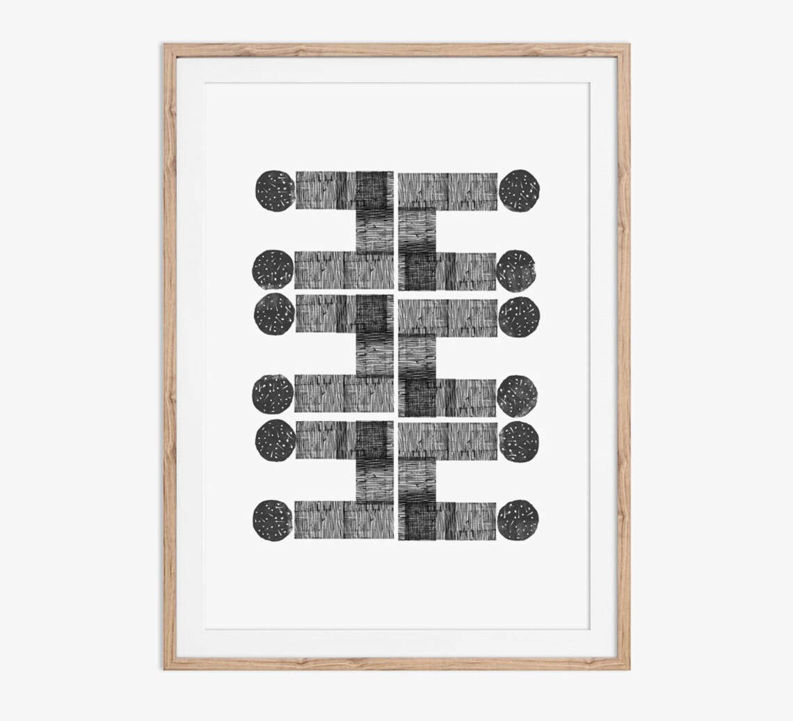 Sticks And Stones, Geometric Mixed Media Collage