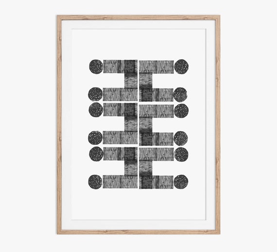 Sticks And Stones, Geometric Mixed Media Collage