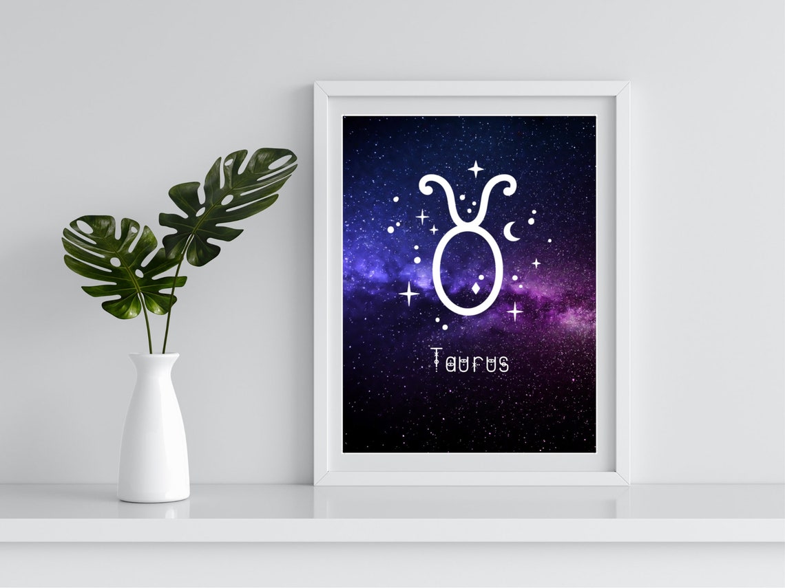 Taurus Zodiac Symbol Purple Galaxy Starry Astrology Art Poster - Image 4
