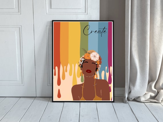 Create Wall Art Black Wall Art Women Art Wall Art Instant