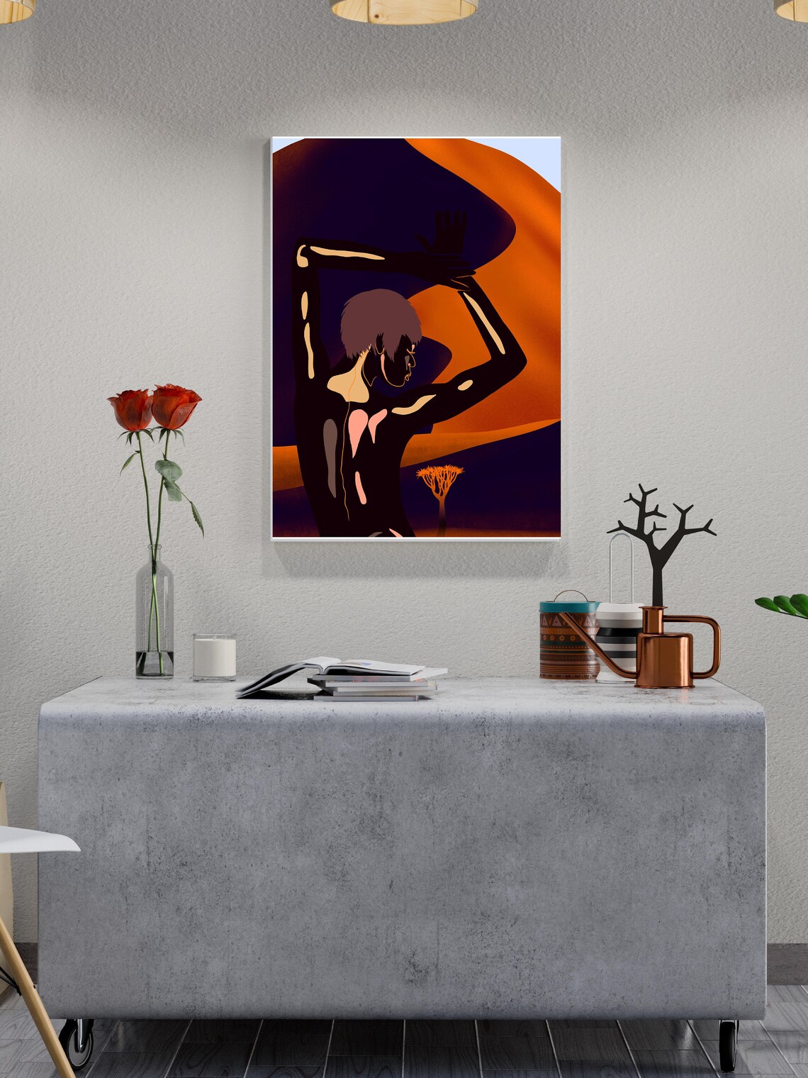 Desert Free African Wall Art, Afrocentric Woman Art - Image 4