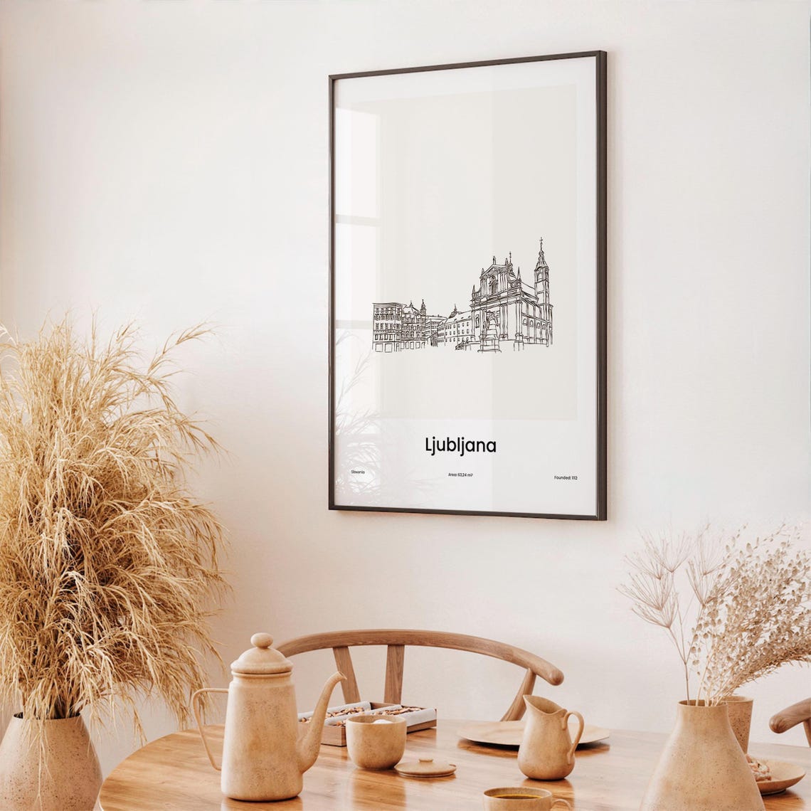 Ljubljana Slovenia Cathedral One Line Minimalist Old Town Art Poster - Image 3
