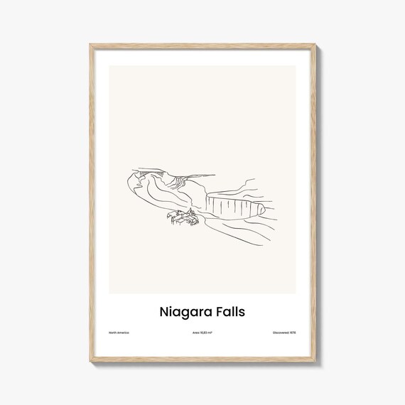 Niagara Falls North America Minimalist Line Drawing Art Poster