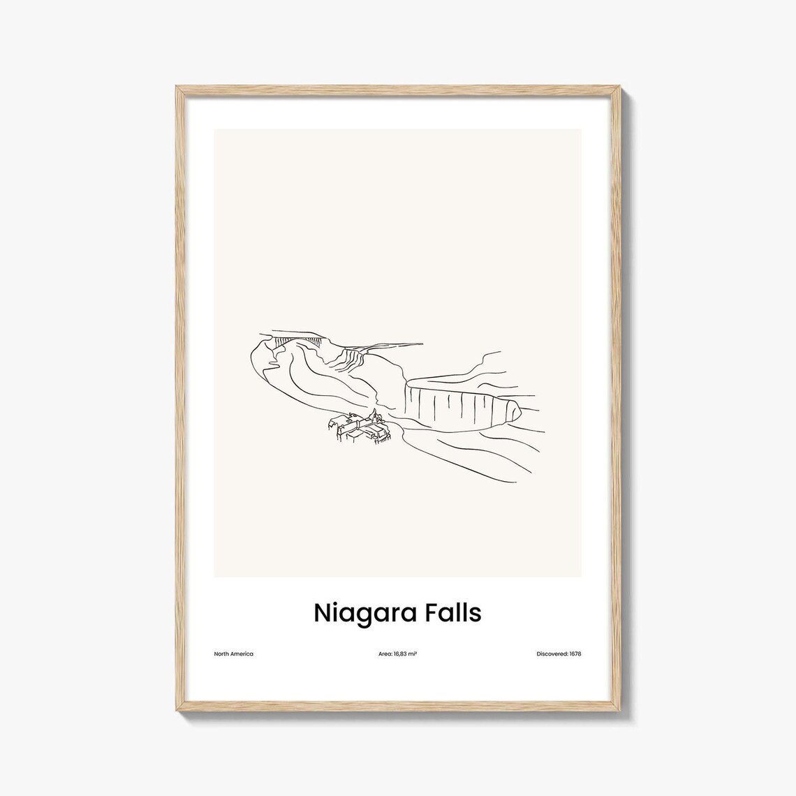 Niagara Falls North America Minimalist Line Drawing Art Poster
